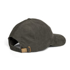 ETA Audio corduroy dad hat in olive, side profile