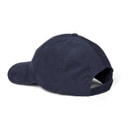 ETA Audio corduroy dad hat in navy, side profile