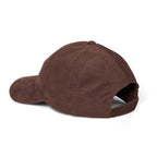 ETA Audio corduroy dad hat in brown, side profile