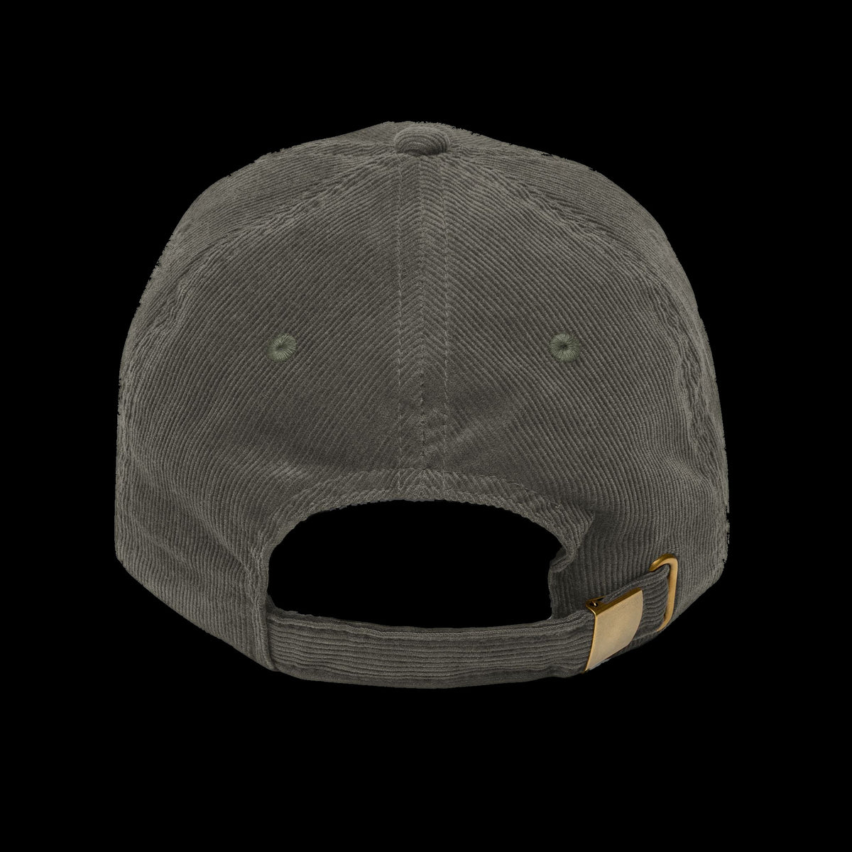 ETA Audio Corduroy Hat in Olive, back view with adjustable strap