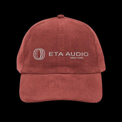 ETA Audio Corduroy Hat in Burgundy, front view on black background