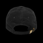 ULI commemorative black corduroy hat with purple ETA Audio embroidery, back view with adjustable strap