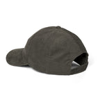 ETA Audio corduroy dad hat in olive, side profile