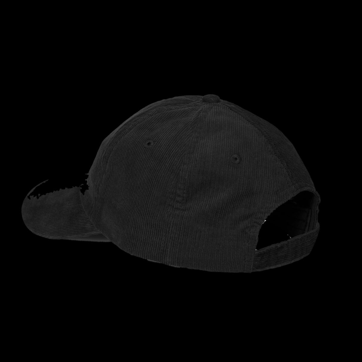 ETA Audio Corduroy Hat in Black, side view