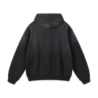 Sunfaded ETA Audio hoodie in black gradient, back view on black background