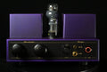 Straitwire Bravo 6V6 tube headphone amplifier in purple chassis with single tube and matching ETA headphone