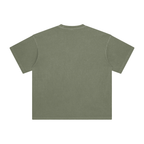 ETA Audio washed cotton t-shirt in sage green, back view on black background