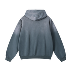 Sunfaded ETA Audio hoodie in blue-grey gradient, back view on black background