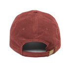 ETA Audio corduroy dad hat in rust, back view with adjustable strap