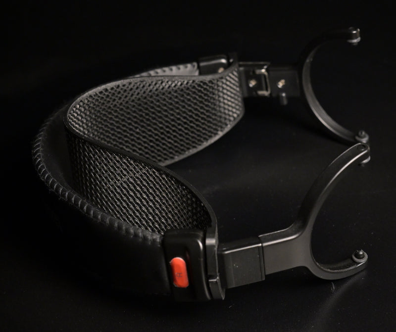 ETA suspension headband, mesh inner padding, and red R channel indicator