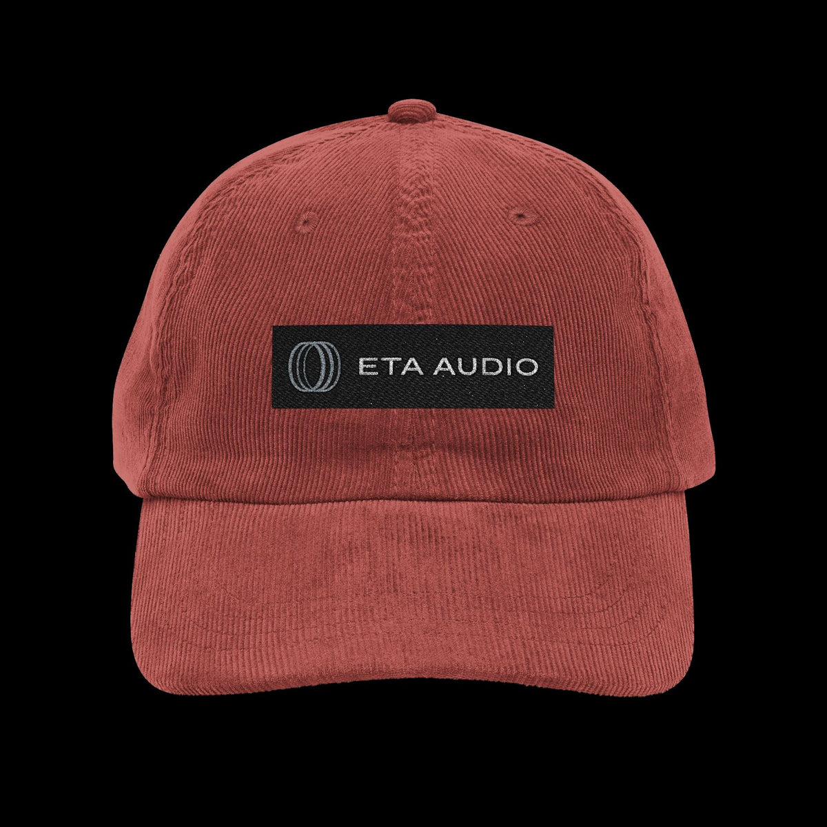ETA Audio Corduroy Hat in Burgundy on black background