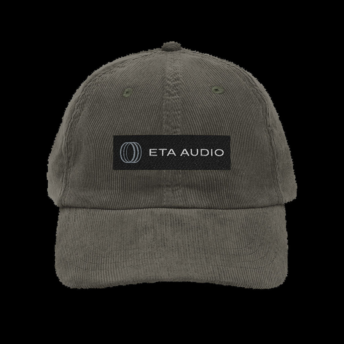 ETA Audio Corduroy Hat in Olive on black background