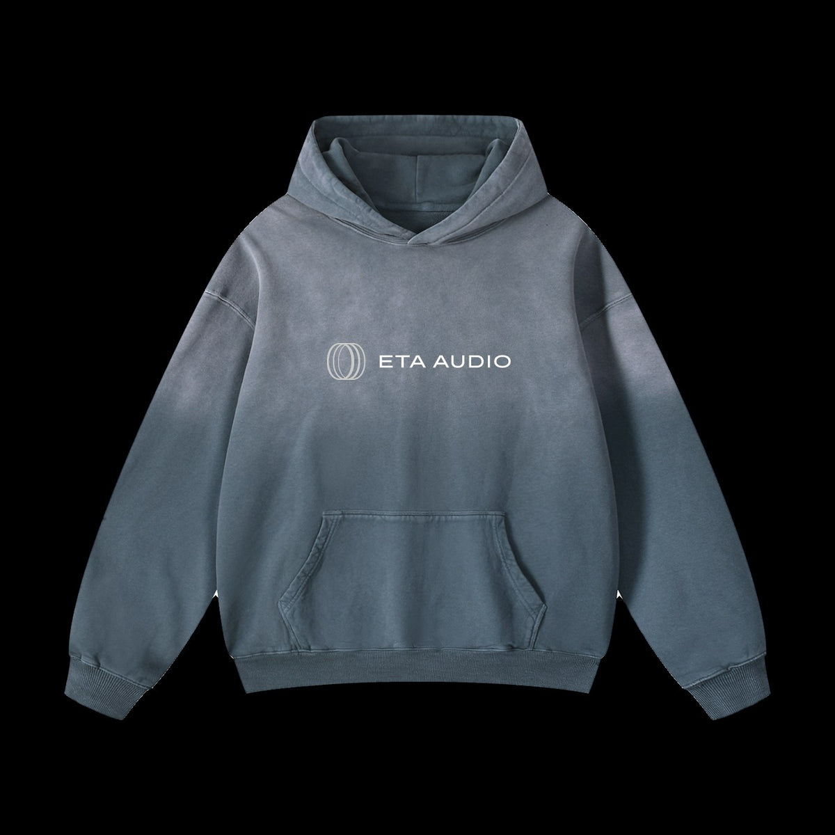 Sunfaded ETA Hoodie in Gray Blue on black background