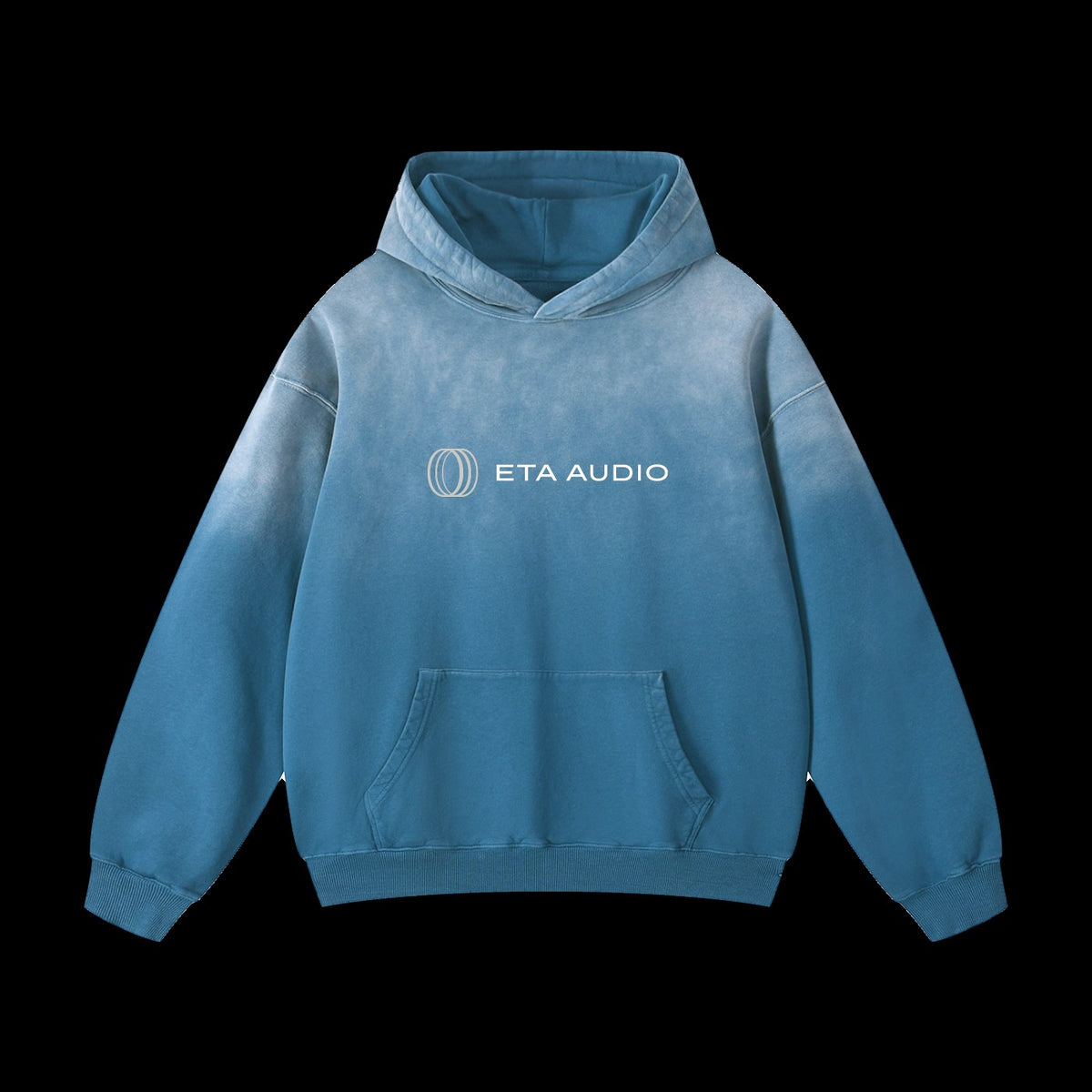 Sunfaded ETA Hoodie in Jeans Blue on black background