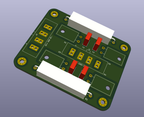 Associate Amplifier power supply PCB 3D render with bridge rectifier and capacitor footprints