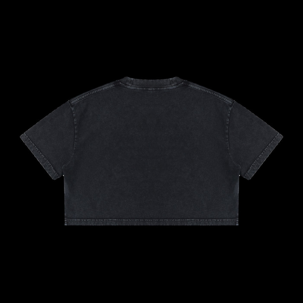 ETA Shirt in Black, Base Cropped, back, on black background