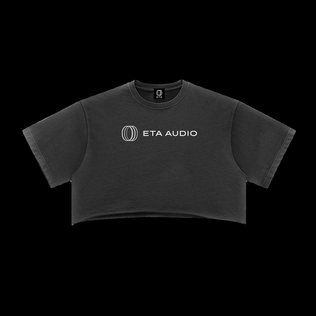 ETA Shirt in Black, Edge Cropped, front, on black background