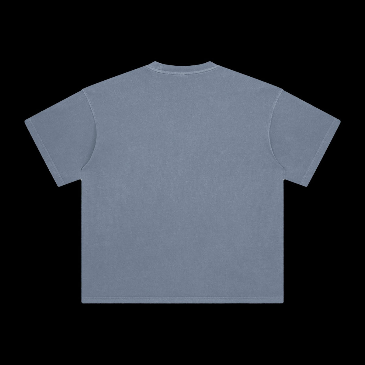 ETA Shirt in Gray Blue, back, on black background
