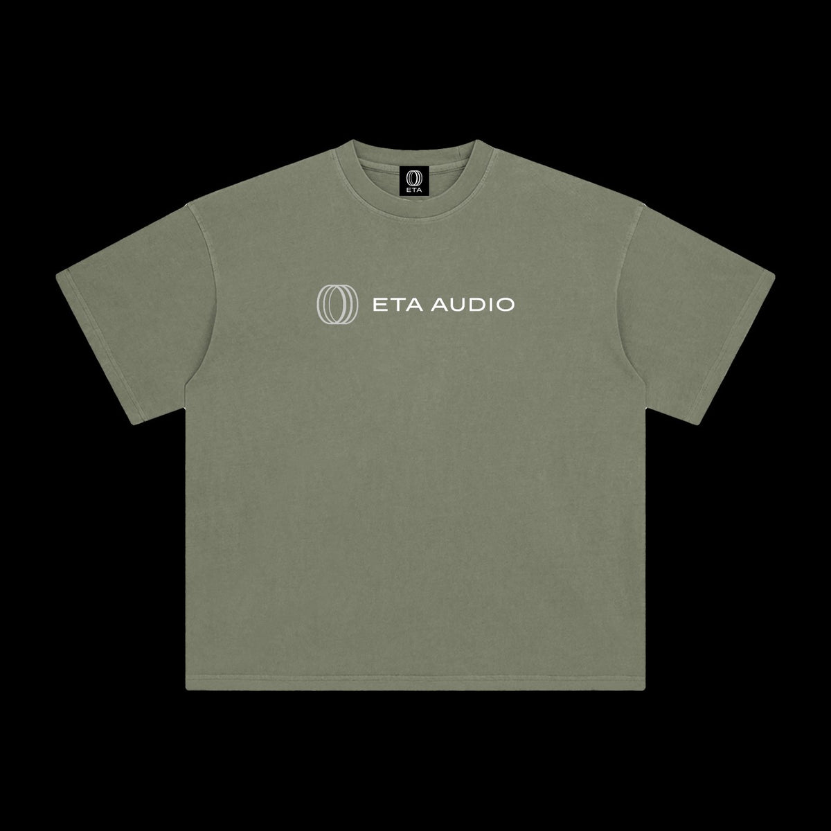 ETA Shirt in Gray Green, front, on black background