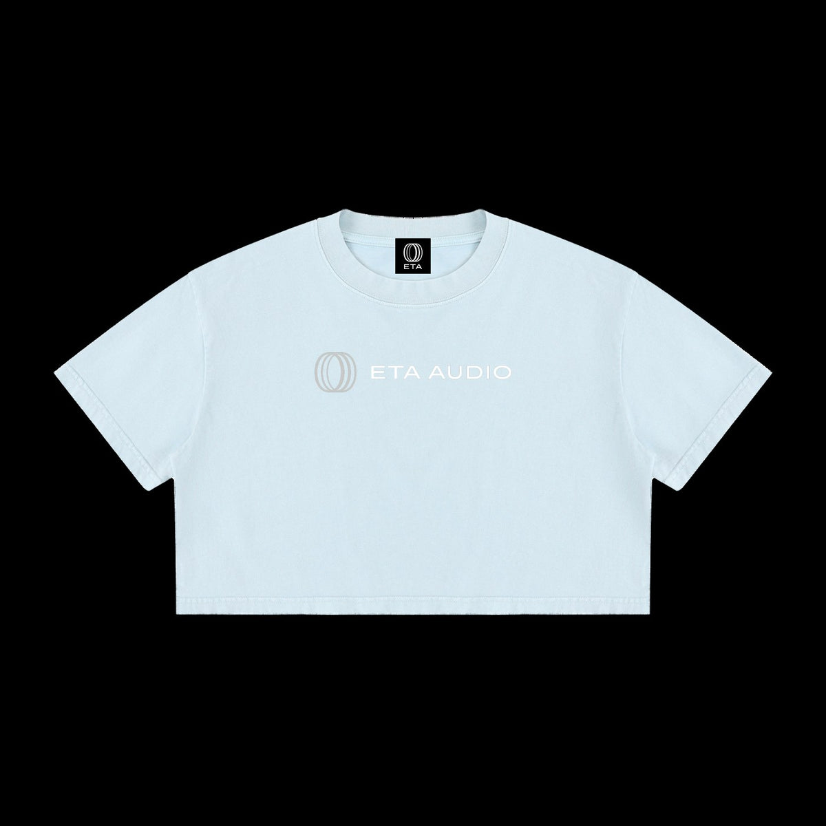 ETA Shirt in Light Blue, front, on black background