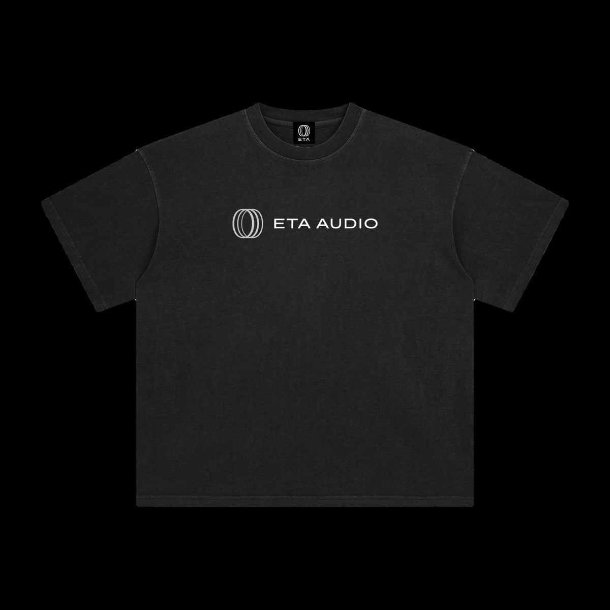 ETA Shirt in Retro Black, front, on black background